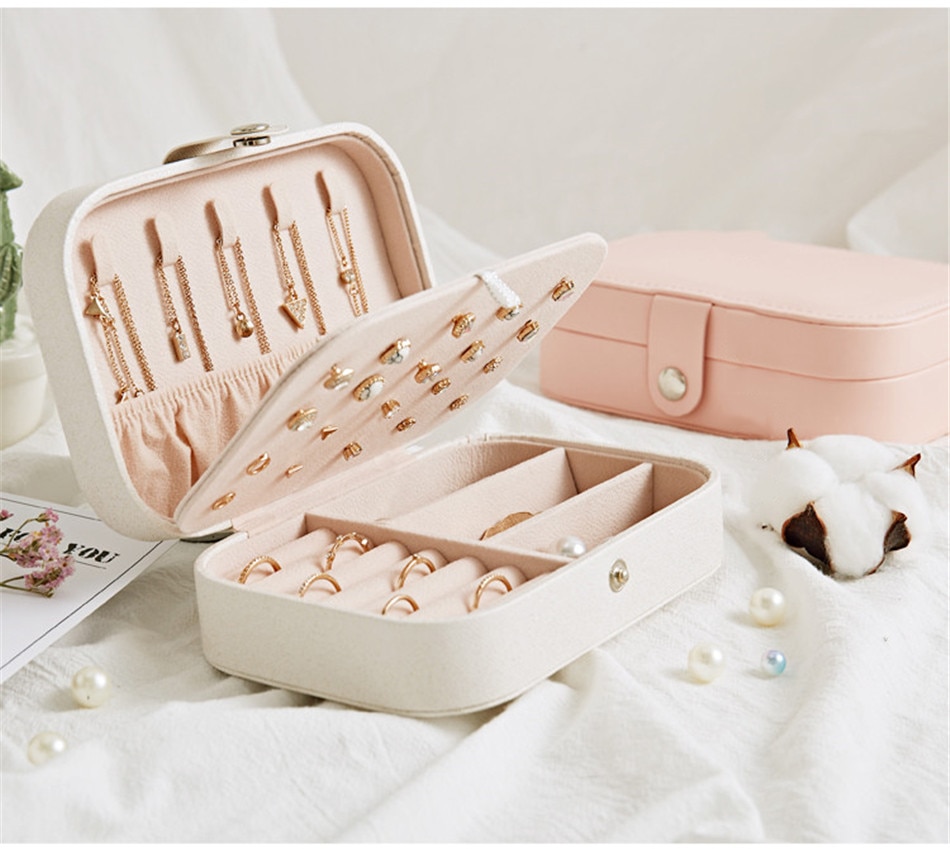 Portable PU Leather Jewelry Storage Box
