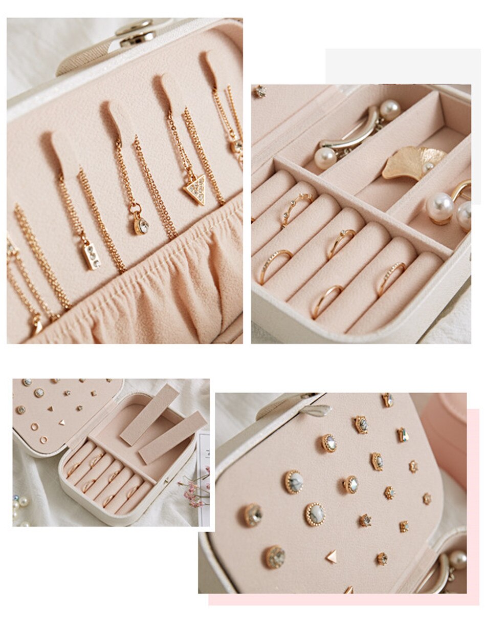 Portable PU Leather Jewelry Storage Box