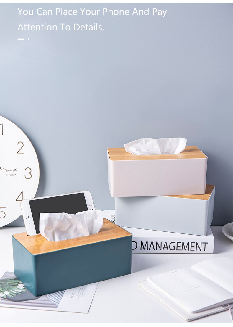 Wooden Lid Facial Tissue Box