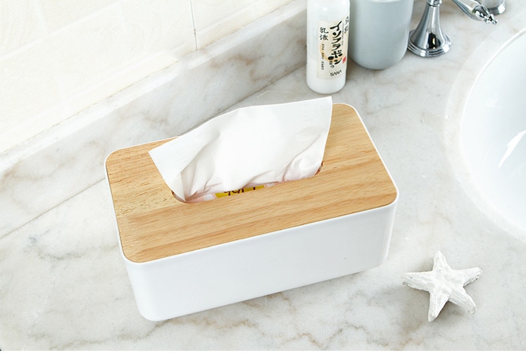 Wooden Lid Facial Tissue Box