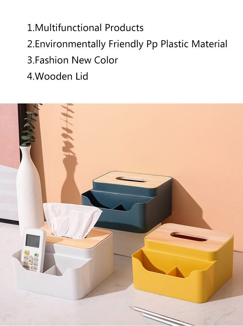 Wooden Lid Facial Tissue Box