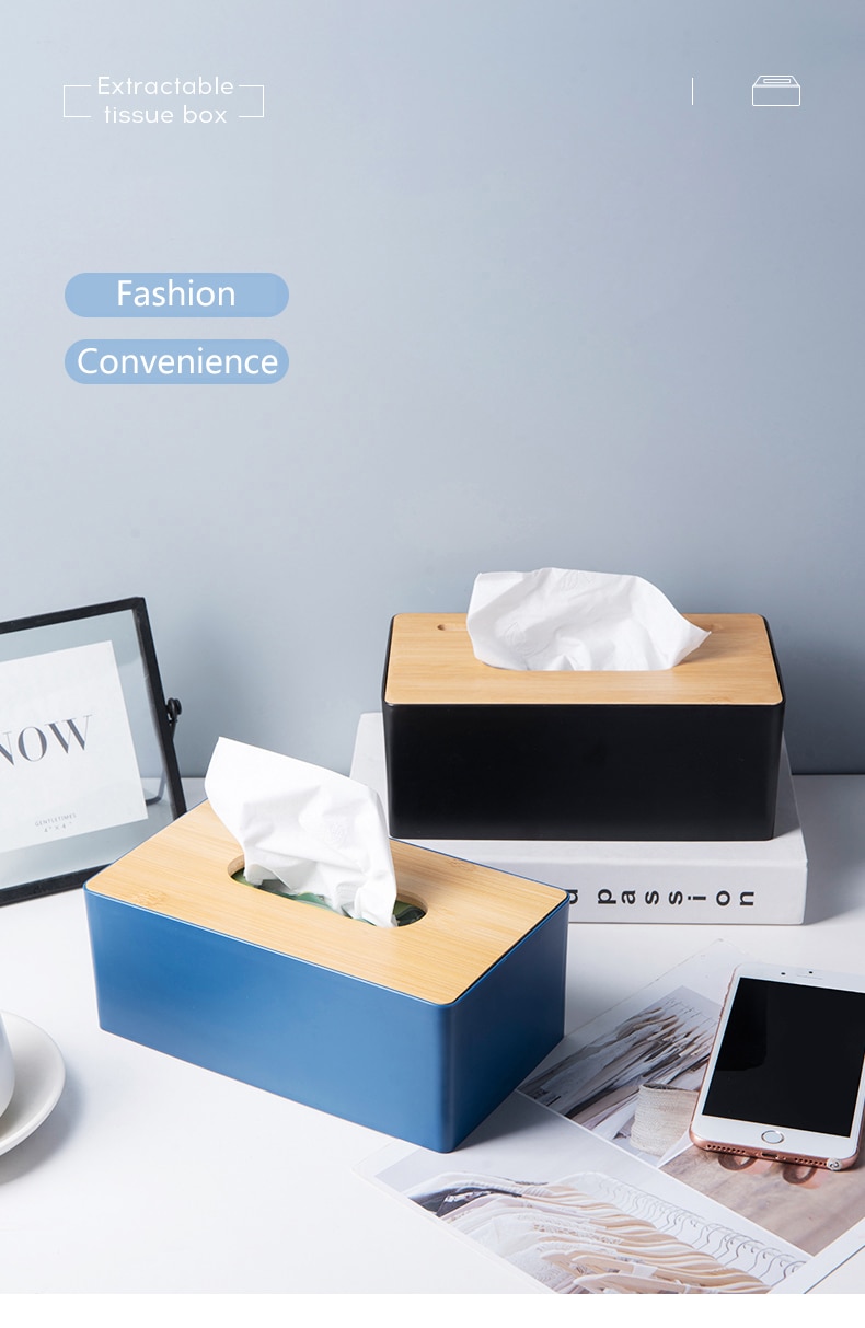 Wooden Lid Facial Tissue Box