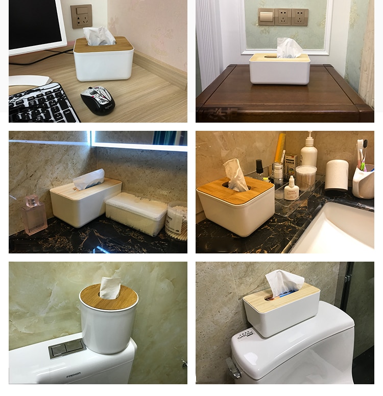 Wooden Lid Facial Tissue Box