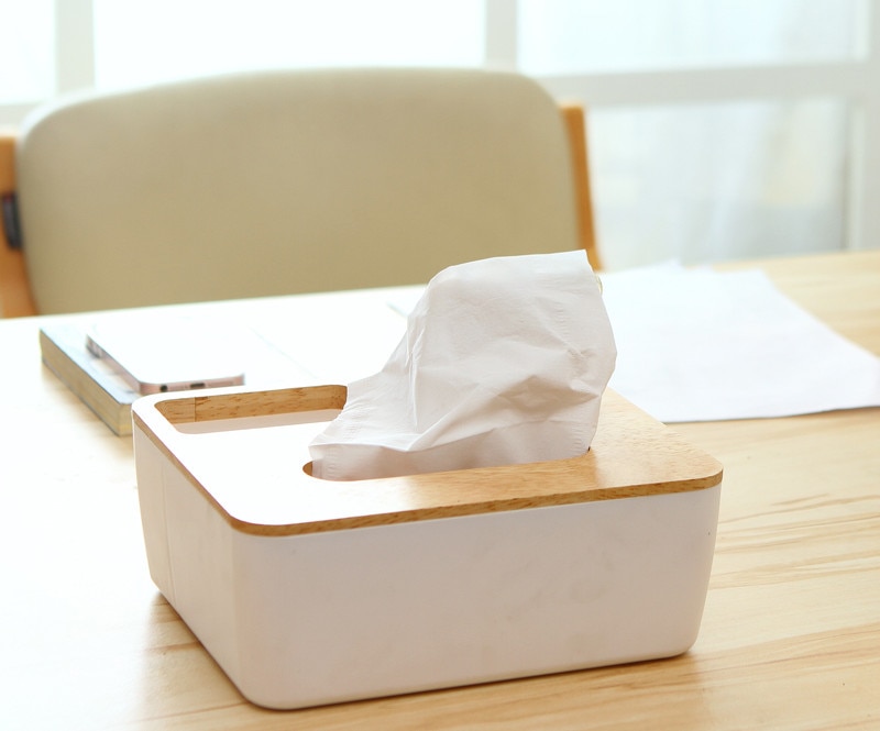 Wooden Lid Facial Tissue Box