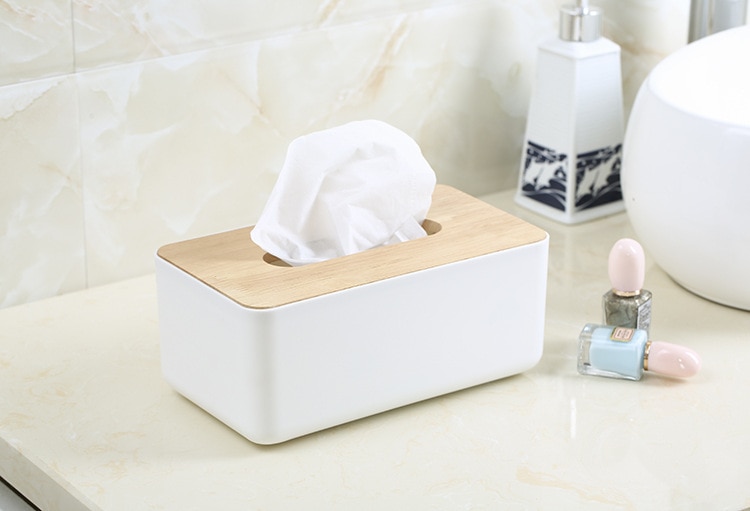 Wooden Lid Facial Tissue Box