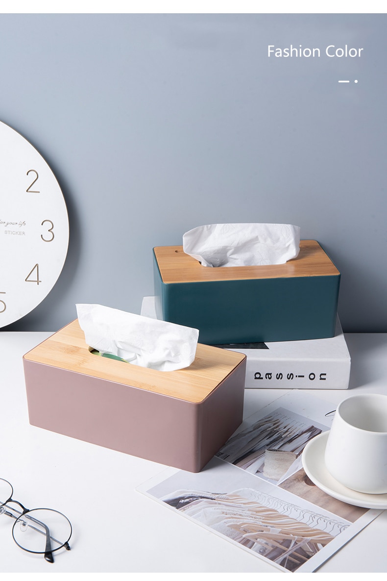 Wooden Lid Facial Tissue Box