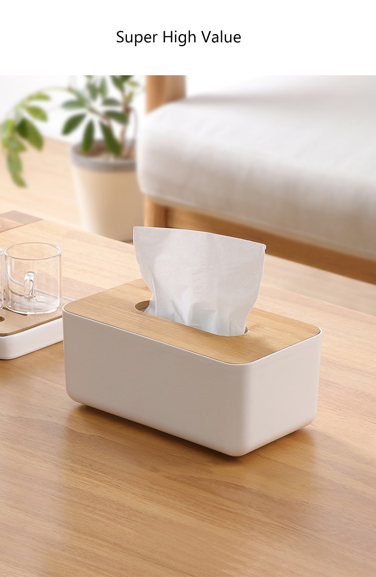 Wooden Lid Facial Tissue Box