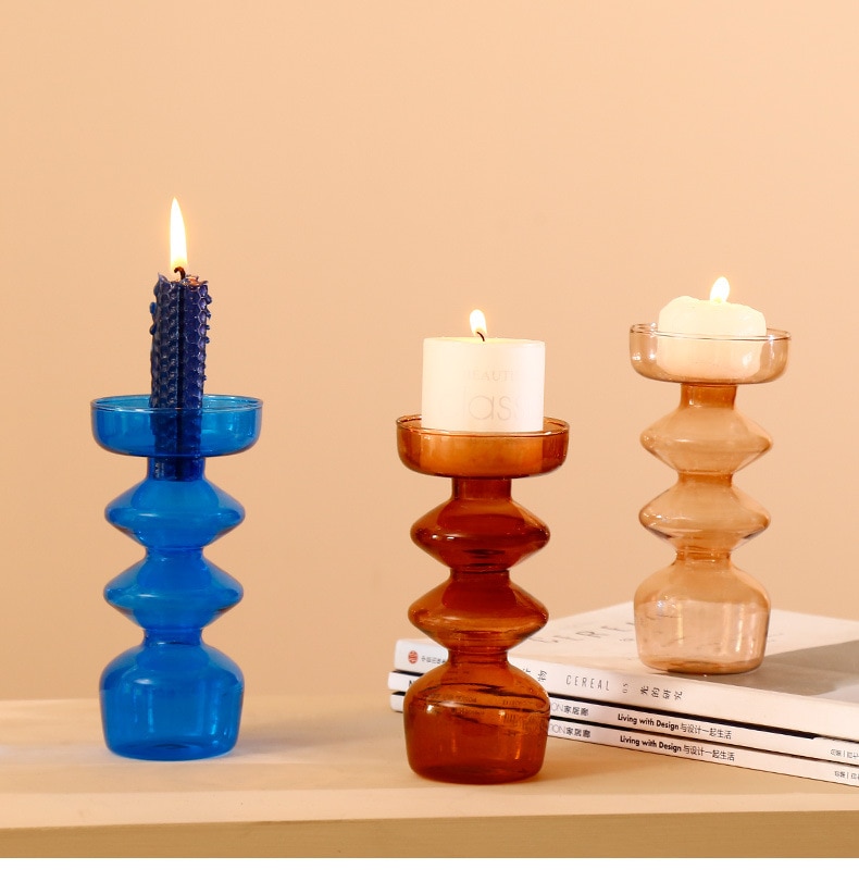 Transparent Tapered Glass Candle Holder